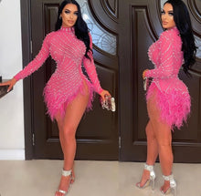 Load image into Gallery viewer, Sexy Mesh See-Through Hot Drilling Irregular Dress