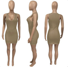 Load image into Gallery viewer, Solid Color V Neck Slim Sling Mini Dress