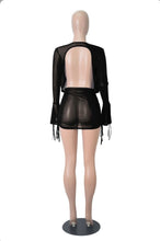 Load image into Gallery viewer, Deep V Neck Backless Mesh Two Piece Skirts Set
