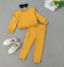 Load image into Gallery viewer, Kids Solid Color Sport Sweatshirt Two Piece Pant Set