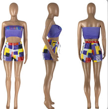 Load image into Gallery viewer, Letter Print Tube Top And Shorts Two Piece Sets