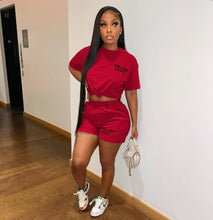 Load image into Gallery viewer, Printed Letter Fashion Shorts Two Piece Set Www.dreamempirellc.com