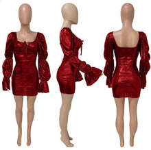 Load image into Gallery viewer, Sexy Puff Sleeve Square Collar Club Dresses