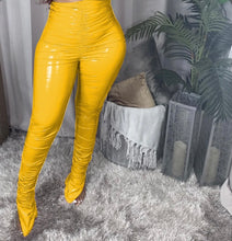 Load image into Gallery viewer, PU Leather High Waist Skinny Plush Split Stacked Pants