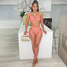 Load image into Gallery viewer, Sexy Mesh Patchwork Two Piece Pants Sets
