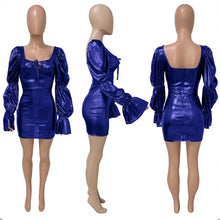 Load image into Gallery viewer, Sexy Puff Sleeve Square Collar Club Dresses