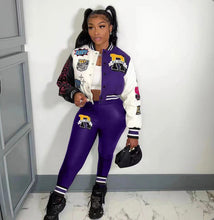 Load image into Gallery viewer, A Casual Print Long Sleeve Jacket Coat And Tight Pants Two Piece Set