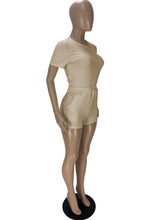 Load image into Gallery viewer, Solid T Shirt And Shorts Two Piece Sets