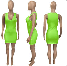 Load image into Gallery viewer, Solid Color V Neck Slim Sling Mini Dress