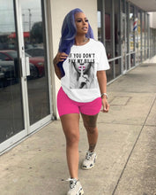 Load image into Gallery viewer, Letter Print Short Sleeve Shorts Two Piece Set