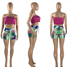 Load image into Gallery viewer, Letter Print Tube Top And Shorts Two Piece Sets