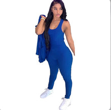 Load image into Gallery viewer, Solid Tanks+Zipper Coat+Pants 3 Piece Sets