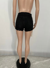 Load image into Gallery viewer, Denim Ribbon Skinny Jeans Shorts