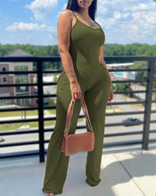 Load image into Gallery viewer, Plus Size Print Solid Color Sling Jumpsuit