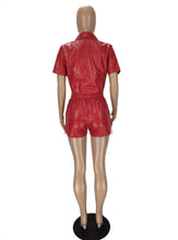 Load image into Gallery viewer, Fashion PU Leather Short Sleeve Two Piece Set
