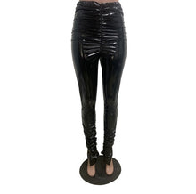 Load image into Gallery viewer, PU Leather High Waist Skinny Plush Split Stacked Pants