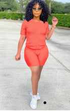 Load image into Gallery viewer, A Sports Casual Round Neck Solid Color Short Sleeve Shorts Two Piece Sets