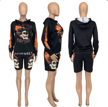 Load image into Gallery viewer, Casual Printed Hoodie And Shorts 2 Piece Suits