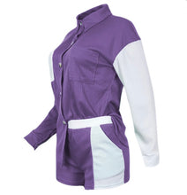 Load image into Gallery viewer, Casual Color Block Shirt And Shorts Two Piece Set