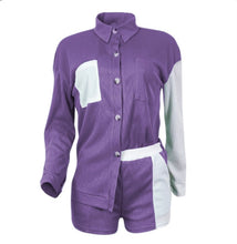 Load image into Gallery viewer, Casual Color Block Shirt And Shorts Two Piece Set