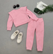 Load image into Gallery viewer, Kids Solid Color Sport Sweatshirt Two Piece Pant Set
