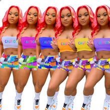 Load image into Gallery viewer, Letter Print Tube Top And Shorts Two Piece Sets