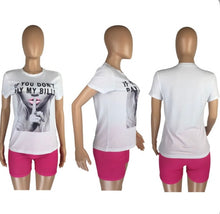 Load image into Gallery viewer, Letter Print Short Sleeve Shorts Two Piece Set