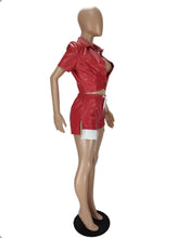 Load image into Gallery viewer, Fashion PU Leather Short Sleeve Two Piece Set