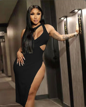 Load image into Gallery viewer, Solid Sleeveless Hollow Out Split Midi Dress