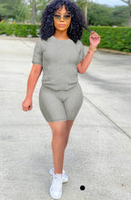 Load image into Gallery viewer, A Sports Casual Round Neck Solid Color Short Sleeve Shorts Two Piece Sets