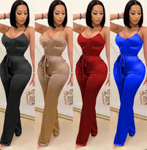 Load image into Gallery viewer, Sexy Spaghetti Strap Sashes Straight Jumpsuit