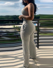 Load image into Gallery viewer, Plus Size Print Solid Color Sling Jumpsuit