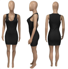 Load image into Gallery viewer, Solid Color V Neck Slim Sling Mini Dress