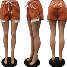 Load image into Gallery viewer, Tie Up PU Leather Split Shorts