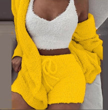 Load image into Gallery viewer, Plus Size Plush Pajamas Home Wear Casual Three Piece Short Set