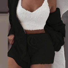 Load image into Gallery viewer, Plus Size Plush Pajamas Home Wear Casual Three Piece Short Set
