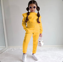 Load image into Gallery viewer, Kids Solid Color Sport Sweatshirt Two Piece Pant Set