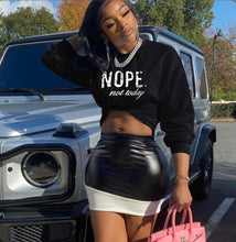 Load image into Gallery viewer, Letter Print Sweatshirt And Splicing Leather Skirt 2 Piece Set