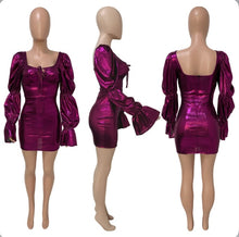 Load image into Gallery viewer, Sexy Puff Sleeve Square Collar Club Dresses