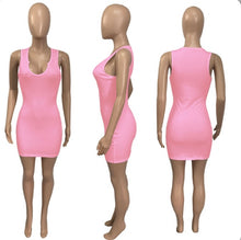 Load image into Gallery viewer, Solid Color V Neck Slim Sling Mini Dress
