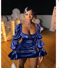 Load image into Gallery viewer, Sexy Puff Sleeve Square Collar Club Dresses