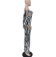 Load image into Gallery viewer, Plus Size Sexy Backless Striped Maxi Dress