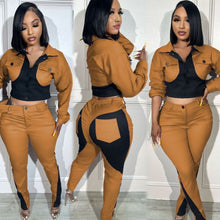 Load image into Gallery viewer, Sports Color Block Splicing Long Sleeve Pants Set
