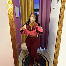 Load image into Gallery viewer, Colorblocked Zipper Cardigan Leggings Sweatsuit Suit
