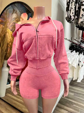 Load image into Gallery viewer, Zip-Up Hooded Fleece Top And Shorts Sports Two-Piece Set
