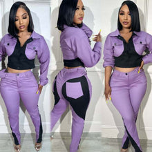 Load image into Gallery viewer, Sports Color Block Splicing Long Sleeve Pants Set
