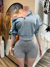 Load image into Gallery viewer, Zip-Up Hooded Fleece Top And Shorts Sports Two-Piece Set
