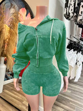 Load image into Gallery viewer, Zip-Up Hooded Fleece Top And Shorts Sports Two-Piece Set

