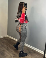 Load image into Gallery viewer, Embroidered Flame Patchwork Jacket Leather (With Lining
