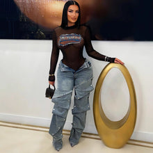 Load image into Gallery viewer, Fashion Washed Studded Loose Jeans
